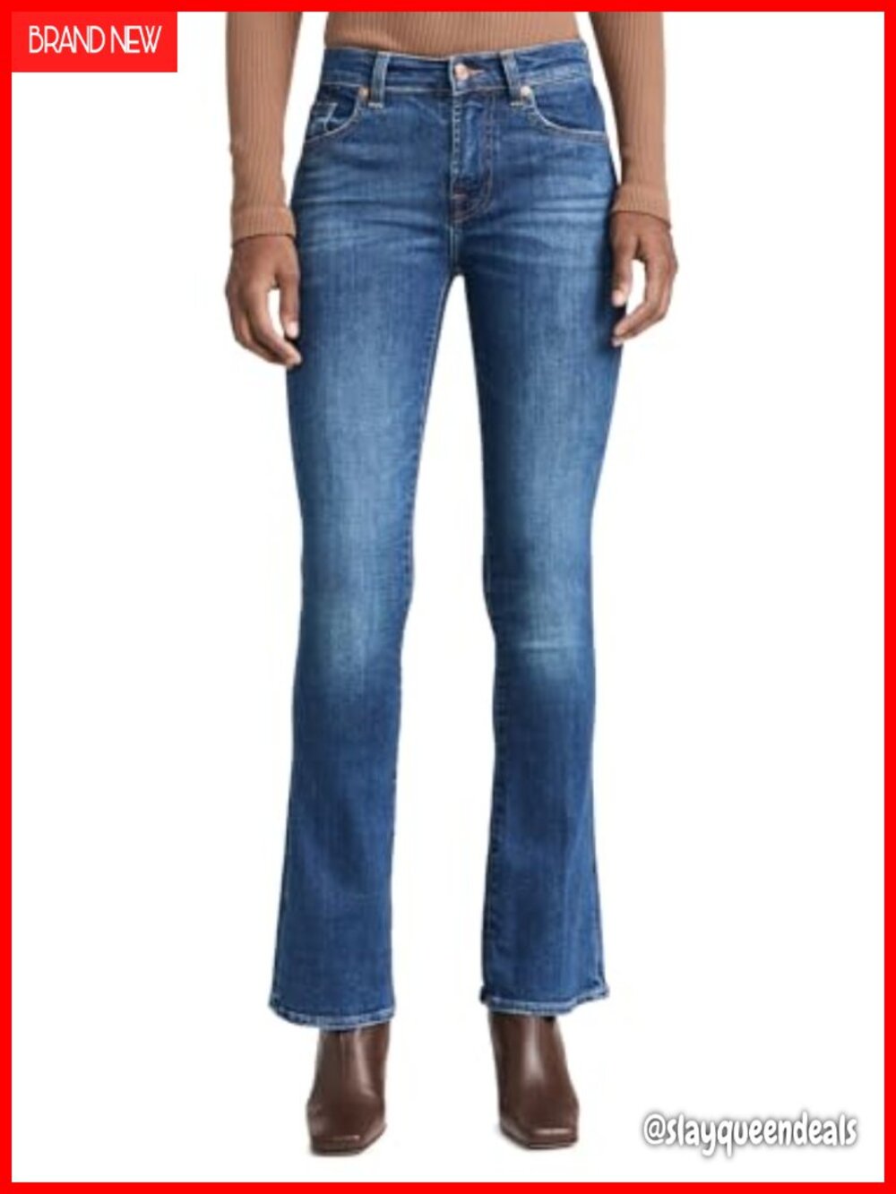 Womens Bootcut Jeans Mid Rise Stretch Denim 5 Pocket Zip Fly 34.5 Inseam